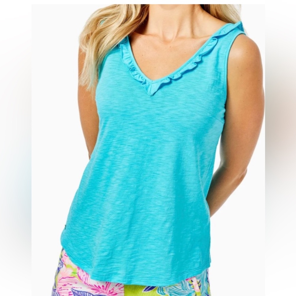 Lilly Pulitzer Blue Gigi Ruffle Tank Top